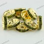 10X OLIVE CRYSTAL GOLD SPACER LOOSE BEADS JEWELRY FINDINGS 12MM