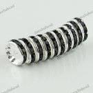 10X BLACK CRYSTAL SILVER SPACER LOOSE BEADS JEWELRY FINDINGS 12MM