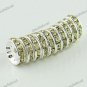 10X LIGHT YELLOW CRYSTAL SILVER SPACER LOOSE BEADS DIY FINDINGS 12MM