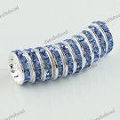 10X LIGHT BLUE CRYSTAL SILVER SPACER LOOSE BEADS JEWELRY FINDINGS 12MM