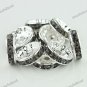 10X GRAY CRYSTAL SILVER SPACER LOOSE BEADS JEWELRY FINDINGS 12MM