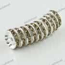 10X LIGHT GOLDEN CRYSTAL SILVER SPACER LOOSE BEADS DIY FINDINGS 12MM