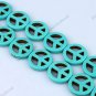 15MM TURQUOISE HOWLITE PEACE SYMBOL LOOSE BEADS FINDINGS 27PCS