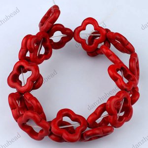 20MM RED TURQUOISE HOWLITE PLUM BLOSSOM LOOSE BEADS FINDINGS