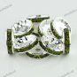 10X OLIVE CRYSTAL SILVER SPACER LOOSE BEADS JEWELRY FINDINGS 12MM