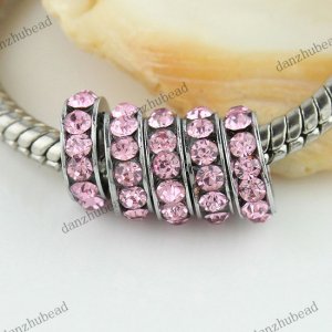 100X WHOLESALE PINK CRYSTAL SPACER EUROPEAN CHARM LOOSE BEADS FINDINGS 8MM