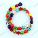 32PCS MULTICOLOR TURQUOISE HOWLITE SKULL LOOSE BEADS STRAND