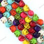 32PCS MULTICOLOR TURQUOISE HOWLITE SKULL LOOSE BEADS STRAND