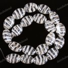 20PCS CLEAR LAMPWORK GLASS OVAL STRIPE BEADS FINDINGS 13X18MM