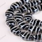 20PCS BLACK LAMPWORK GLASS OVAL STRIPE BEADS FINDINGS 13X18MM