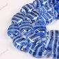 20PCS BLUE LAMPWORK GLASS OVAL STRIPE BEADS FINDINGS 13X18MM