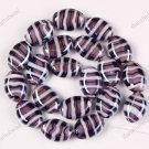 20PCS PURPLE LAMPWORK GLASS OVAL STRIPE BEADS FINDINGS 13X18MM