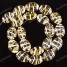 20PCS YELLOW LAMPWORK GLASS OVAL STRIPE BEADS FINDINGS 13X18MM