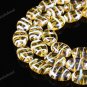 20PCS YELLOW LAMPWORK GLASS OVAL STRIPE BEADS FINDINGS 13X18MM