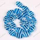 20PCS ROYAL BLUE LAMPWORK GLASS OVAL STRIPE BEADS FINDINGS 13X18MM