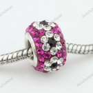 SWAROVSKI CRYSTAL 925 STERLING SILVER FLOWER EUROPEAN BIG HOLE CHARM BEAD