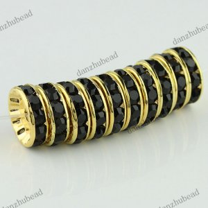 50X BLACK CRYSTAL GOLD SPACER LOOSE BEADS JEWELRY FINDINGS WHOLESALE LOTS 12MM