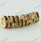 50X MULTICOLOR CRYSTAL GOLD SPACER LOOSE BEADS JEWELRY FINDINGS WHOLESALE 12MM