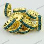 50X PEACOCK BLUE CRYSTAL GOLD SPACER LOOSE BEADS FINDINGS WHOLESALE 12MM
