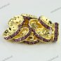 50X LIGHT PURPLE CRYSTAL GOLD SPACER LOOSE BEADS FINDINGS WHOLESALE 12MM