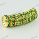 50X LIGHT GREEN CRYSTAL GOLD SPACER LOOSE BEADS FINDINGS WHOLESALE 12MM