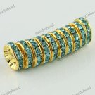50X OCEAN BLUE CRYSTAL GOLD SPACER LOOSE BEADS JEWELRY FINDINGS WHOLESALE 12MM