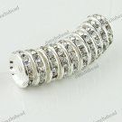 50X CLEAR CRYSTAL SILVER SPACER LOOSE BEADS JEWELRY FINDINGS WHOLESALE 12MM