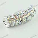 50X CLEAR AB CRYSTAL SILVER SPACER LOOSE BEADS JEWELRY FINDINGS WHOLESALE 12MM