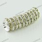 50X LIGHT YELLOW CRYSTAL SILVER SPACER LOOSE BEADS DIY FINDINGS WHOLESALE 12MM