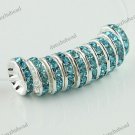 50X LAKE BLUE CRYSTAL SILVER SPACER LOOSE BEADS FINDINGS WHOLESALE LOTS 12MM