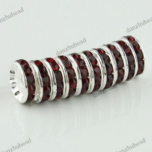 50X DEEP RED CRYSTAL SILVER SPACER LOOSE BEADS JEWELRY FINDINGS WHOLESALE 12MM
