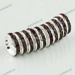 50X COFFEE CRYSTAL SILVER SPACER LOOSE BEADS JEWELRY FINDINGS WHOLESALE 12MM