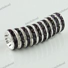50X DEEP PURPLE CRYSTAL SILVER SPACER LOOSE BEADS JEWELRY FINDING WHOLESALE 12MM