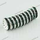 50X DEEP GREEN CRYSTAL SILVER SPACER LOOSE BEADS JEWELRY FINDINGS WHOLESALE 12MM
