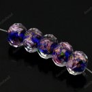5X SAPPHIRE FACETED LAMPWORK GLASS LOOSE BEADS 8X12MM