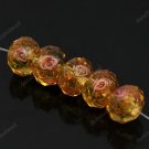 5X GOLDEN FACETED LAMPWORK GLASS LOOSE BEADS 8X12MM