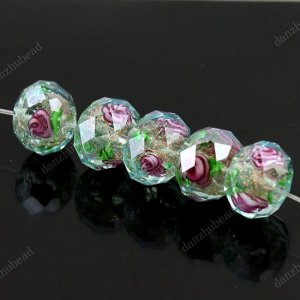 5X OCEAN BLUE FACETED LAMPWORK GLASS LOOSE BEADS 8X12MM