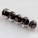 5X BLACK FACETED LAMPWORK GLASS LOOSE BEADS 8X12MM