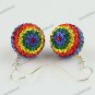 1 PAIR RAINBOW SWAROVSKI CRYSTAL 925 SILVER BALL DANGLE EARRINGS 14MM