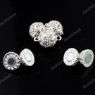 5X CLEAR CRYSTAL SILVER MAGNETIC ROUND BALL CLASP 12MM