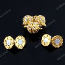 5X CLEAR CRYSTAL GOLDEN MAGNETIC ROUND BALL CLASP 8MM