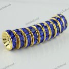 100X WHOLESALE LOTS SAPPHIRE CRYSTAL GOLDEN BEADS 10MM