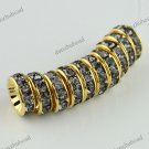 100PCS WHOLESALE LOTS GRAY CRYSTAL GOLDEN BEADS 4X10MM