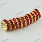 100PCS WHOLESALE LOTS RED CRYSTAL GOLDEN BEADS 4X10MM