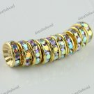 100X WHOLESALE LOTS COLORFUL CRYSTAL GOLDEN BEADS 10MM