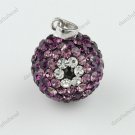 925 SILVER PURPLE SWAROVSKI CRYSTAL FLOWER EYES PENDANT