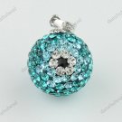 OCEAN BLUE SWAROVSKI CRYSTAL FLOWER EYES SILVER PENDANT