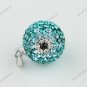 OCEAN BLUE SWAROVSKI CRYSTAL FLOWER EYES SILVER PENDANT