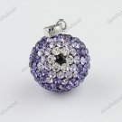 925 SILVER VIOLET SWAROVSKI CRYSTAL FLOWER EYES PENDANT