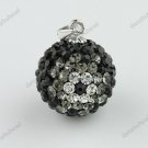 TRUE SILVER BLACK SWAROVSKI CRYSTAL FLOWER EYES PENDANT
